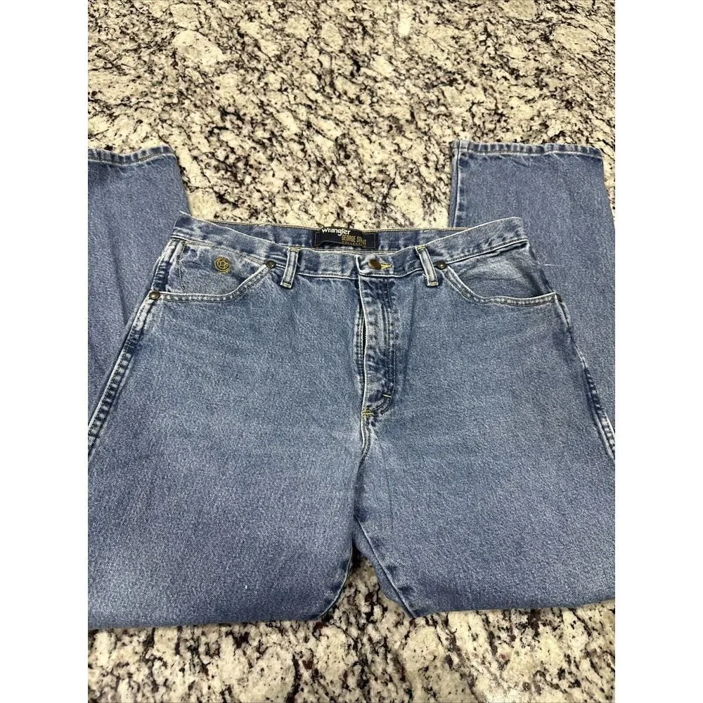 Wrangler Jeans Mens 35x30 Blue Denim George Straight‎ Cowboy Cut Original Fit - Picture 5 of 9